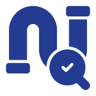 Blue logo with checkmark design