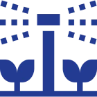 Blue irrigation symbol with leaves