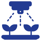 Blue sprinkler and plants symbol